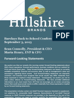 HSH Hillshire Brands Sept 2013 Investor Slide Deck Powerpoint PDF