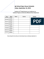 DHS Open House Schedule