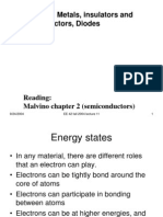 Lecture #11 Metals, Insulators and Semiconductors, Diodes