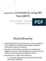 Business Econometrics Using SAS Tools (BEST) : Class XI and XII - OLS BLUE and Assumption Errors