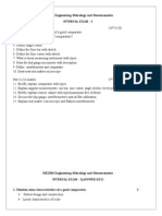 ME2304 Engineering Metrology and Measurements EMM-IT-2 (Key and Answer)