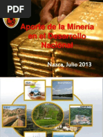 Aporte de La Minería en El Desarrollo Nacional