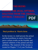 Duality Theorems Finding The Dual Optimal Solution From The Primal Optimal Tableau