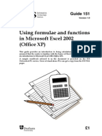 Using Formulae and Functions in Microsoft Excel 2002 (Office XP)