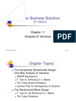 Basic Business Statistics: Analysis of Variance