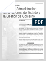 El Síndrome de Pantaleón. Política y Administración en La Reforma Del Estado y La Gestión de Gobierno