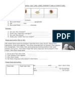 Food Vocabulary-Children - Like/don't Like