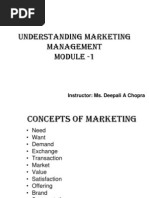 Understanding Marketing Management Module - 1: Instructor: Ms. Deepali A Chopra