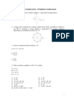 Lista de Exercícios de Números Complexos (Com Respostas)