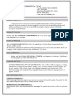 Curriculum Vitae: M/s SANDHAR COMPONENTS LTD. Is The Manufacturer of Sheet Metal Components For Two