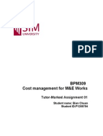 BPM309 Cost Management For M&E Works: Tutor-Marked Assignment 01