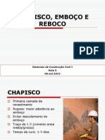 Chapisco, Emboço e Reboco