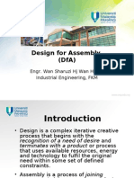 Design For Assembly (Dfa) : Engr. Wan Sharuzi HJ Wan Harun Industrial Engineering, FKM