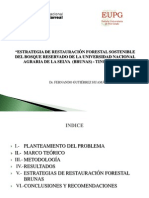 Estrategia de Restauración Forestal Sostenible Del Bosque Reservado de La Universidad Nacional Agraria de La Selva (Brunas) - Tingo Maria