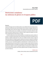 Restricciones Ciudadanas: Las Violencias de Género en El Espacio Público de Ana Falu