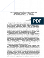 Diccionario Filológico de Literatura Medieval Española. Un Proyecto para El Futuro