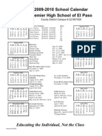 2009-2010 School Calendar Premier High School of El Paso: Educating The Individual, Not The Class