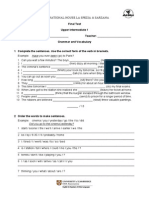 Upper Intermediate 1 Final Test PDF