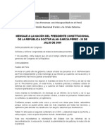 Mensaje A La Nación - Presidente Del Perú Alan García Pérez - 28 de Julio 2009