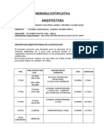 Memoria Descriptiva Arquitectura, Estructura, Electrica y Sanitaria