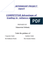 Competitive Advantage of Reliance Money Summer Internship Project Report