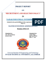 "Recruitment and Selection Policy": Project Report