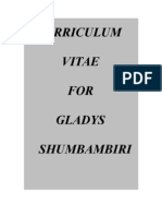 CV For Gladys Shumbambiri As at 08 April 2009