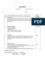 Lecture Plan 1: S. No. Topic:-Introduction To Two Port Network, Z & Y Parameters - Time Allotted