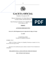 Decreto No. 258-93, Reglamento para La Aplicación Del Código de Trabajo