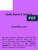 God's Holy Name Is Yahweh