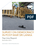 Top Line Survey Results: Democracy in Post-War Sri Lanka