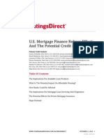 U.S. Mortgage Finance Reform Efforts and The Potential Credit Implications