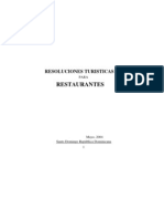 Reglamento No. 2116 de 1984, Sobre Clasificación y Normas para Restaurantes