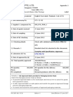 Borden Co. (Pte.) LTD.: Starting Materials Record (Status After Testing)