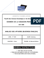 UNIVERSITE DU 7 NOVEMBRE A CARTHAGE Faculté Des Sciences Economiques Et de Gestion de Nabeul EXAMEN DE LA SESSION PRINCIPALE MAI 2008