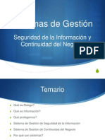 Sistemas de Gestión de Seguridad de La Información y Continuidad de Negocios