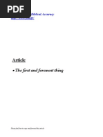 The First and Foremost Thing: To "Seek First The Kingdom of God and His Righteousness"