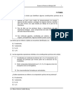 Examen de Bachillerato de Biología de Práctica Con Solucionario 2013