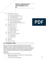 Transporting, Deposition, Curing and Finishing of Concrete