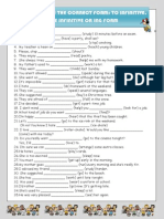 Complete With The Correct Form: To Infinitive, Bare Infinitive or Ing Form