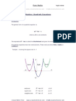 Quadratic Equations, Revision Notes From A-Level Maths Tutor