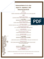 Restaurant Week at Co Co. Sala August 24 - September 2, 2009 Dinner Prix Fixe $35.09 Amuse