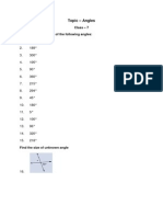 Topic - Angles: Class - 7 Name The Type of Each of The Following Angles