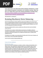 Rotating Machinery Rotor Balancing