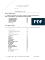 Note: Due To Rounding, Not All Percentages Sum To 100.: University of Texas / Texas Tribune Texas Statewide Survey