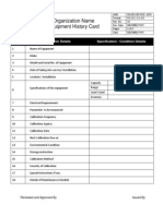 Equipment History Card