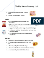 Bariatrics - Thrifty Menu Shopping List