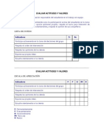 Lista de Cotejo o Escala de Apreciación para Evaluar Actitudes y Valores