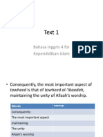 Text 1: Bahasa Inggris 4 For Kependidikan Islam