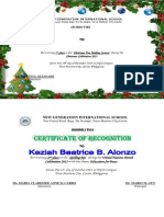 For Winning 1 Place in The "Christmas Tree Making Contest" During The Christmas Celebration 2013